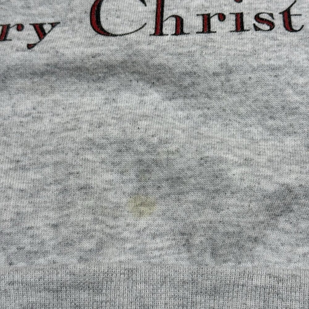 ✅VTG Mickey Minnie Mouse Pluto Goofy Donald Daffy Christmas Sweatshirt M *STAIN - Picture 6 of 13